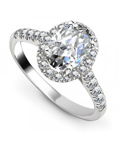 0.90ct SI1/F Oval Diamond Halo Ring
