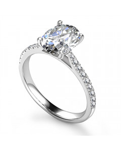 0.75CT SI1/G Oval Diamond Shoulder Set Ring