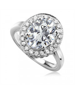 0.80 VS1/F Oval Diamond Single Halo Ring