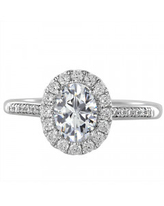 0.75 SI2/G Oval Diamond Single Halo Shoulder Set Ring