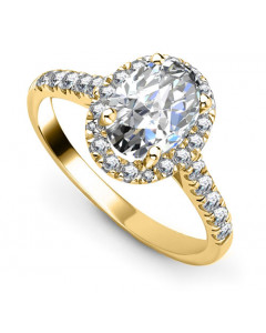 1.40ct SI2/F Oval Diamond Single Halo Shoulder Set Ring