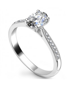 1.30ct I1/G Elegant Oval Diamond Milgrain Shoulder Set Ring