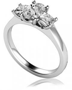 0.50ct SI2/G Classic Oval & Princess Diamond Trilogy Ring