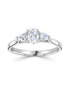 1.00ct VVS1/D Elegant Oval & Pear Lab Grown Diamond Trilogy Ring