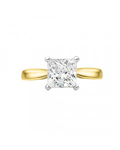 0.35ct SI2/F Princess Solitaire Ring in 18K Yellow/White Gold