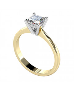 0.54ct SI2/G Princess Solitaire Ring in 18K Yellow/White Gold