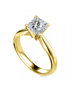 0.50ct SI1/E Princess Solitaire Ring in 18K Yellow Gold
