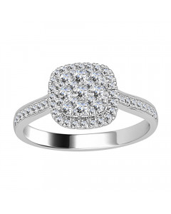 0.52ct VS/EF Round cut Cluster Ring in 18K White Gold