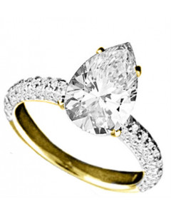 1.10CT SI1/G Pear & Round cut Diamond Vintage Ring