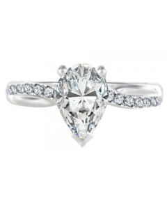 1.00CT VVS1/E/GIA Pear Diamond Shoulder Set Ring