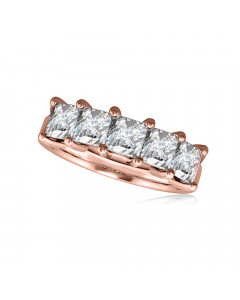 0.75ct VS/FG Princess 5 Stone Ring in 18K Rose Gold