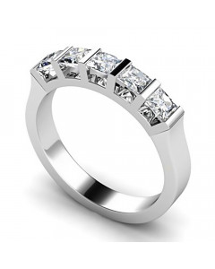 0.50ct SI2/G Princess 5 Stone Ring in 18K White Gold
