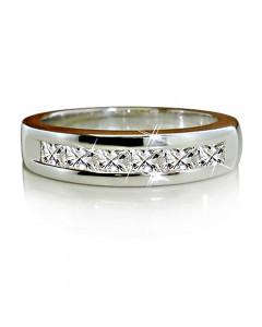 0.48ct SI/F Princess 7 Stone Ring in 18K White Gold