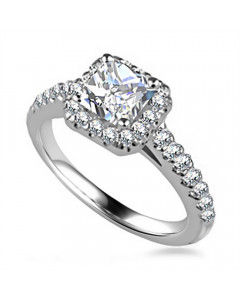 0.75ct SI1/G Princess Diamond Halo Ring