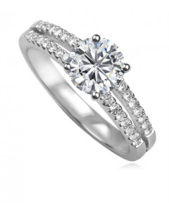 0.85CT VS2/F Round Diamond Shoulder Set Ring