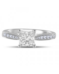 0.90CT SI1/F Princess Diamond Shoulder Set Ring