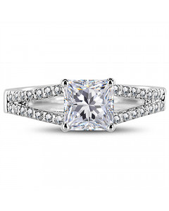 1.00ct SI2/G Princess Diamond Shoulder Set Ring