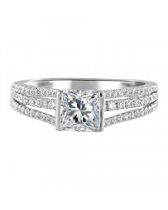 1.00CT VS1/EF Princess Diamond Shoulder Set Ring
