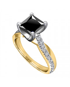 0.75ct SI/FG Princess Black Diamond Shoulder Set Ring