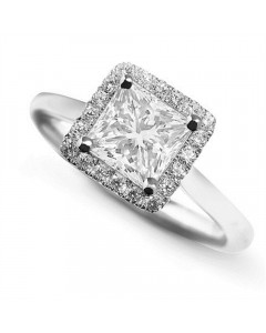 1.50ct SI2/D Princess Diamond Single Halo Ring