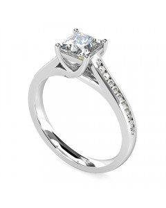 1.04ct VS2/F Princess Diamond Shoulder Set Ring