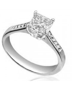 1.20ct SI2/G Princess Diamond Shoulder Set Ring