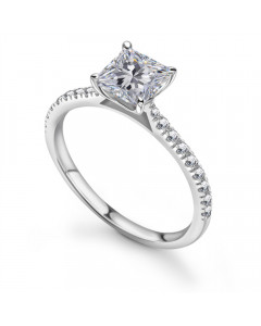 1.31ct SI1/F Shoulder Set Princess Diamond Engagement Ring