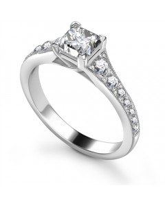 1.30ct SI2/F Princess Shoulder Set Diamond Engagement Ring