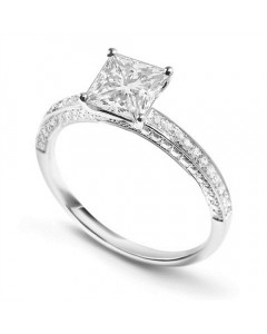 1.30ct SI2/F Unique Princess & Round Diamond Engagement Ring
