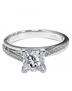 1.25ct SI2/H Princess Shoulder Set Engagement Ring