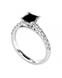 1.00ct VVS/DE Princess Black Diamond Shoulder Set Ring