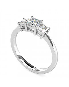 0.50ct SI2/G Princess Trilogy Ring in 18K White Gold