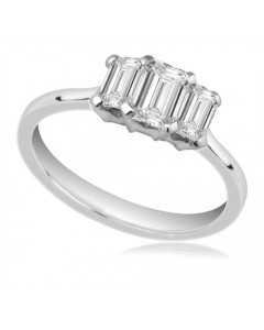 0.95CT SI1/F Classic Emerald Diamond Trilogy Ring