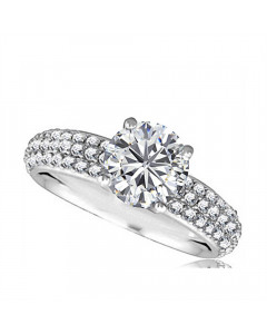 1.00ct SI1/F Round cut Shoulder Set Ring in Platinum