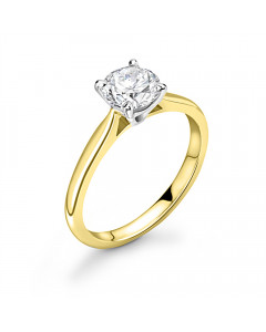 1.00ct SI2/E Round cut Solitaire Ring in 18K Yellow/White Gold