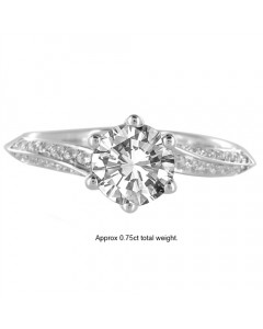 0.66CT SI1/E Round Diamond Sholder Set Ring