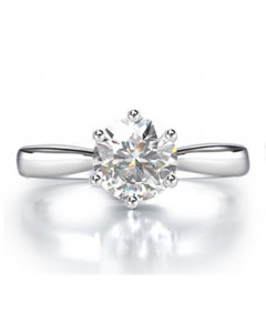 0.50CT VS2/F Round Diamond Solitaire Ring in 18k White Gold