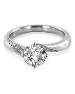0.80 SI1/E Round Shoulder Set Diamond Engagement Ring