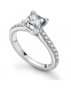 0.91ct VVS2/F Princess Lab Grown Diamond Shoulder Set Ring