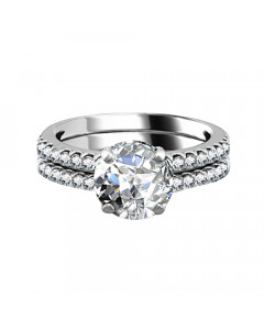 0.80ct SI1/F Round Diamond Shoulder Set Ring With Matching Band