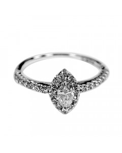 0.73ct VS/GH Marquise Halo Diamond Ring