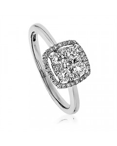 0.50ct VS/EF Round Cluster Ring in 18K White Gold