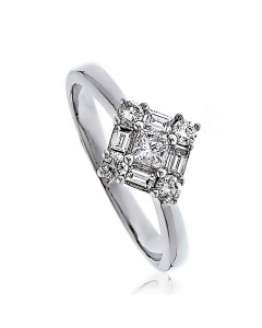 0.50ct VS/EF Round Dress Ring in 18K White Gold