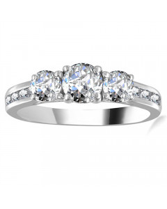 1.00ct SI2/F Round Diamond Ring in 18K White Gold