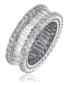 4.00ct VS/EF Round & Baguette Diamond Mulit Row Dress Ring