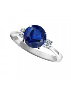 1.00 VS/EF Elegant Blue Sapphire & Diamond Trilogy Ring