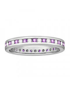 0.55ct VS/EF Diamond and Pink Sapphire Eternity Ring
