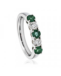 1.10CT VS/EF Green Emerald & Diamond Eternity Ring