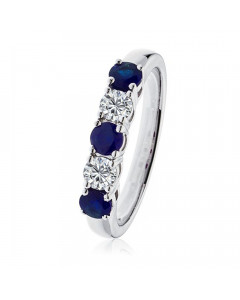 1.20ct VS/FG Round Blue Sapphire & Diamond Eternity Ring
