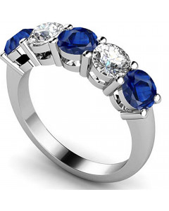 1.40CT SI1/F Blue Sapphire & Diamond Eternity Ring